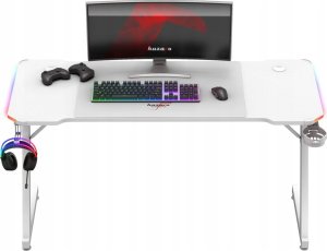 Biurko Huzaro Biurko Gamingowe Komputerowe Huzaro Hero 3.3 White Rgb + Podkładka Xxl 9
