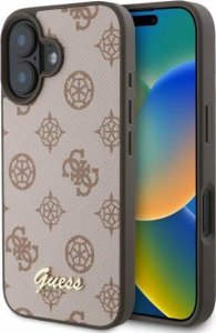 Guess Guess GUHMP16SPGPYSW iPhone 16 6.1" brązowy/brown hardcase Peony Script MagSafe 1