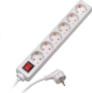 Kabel zasilający Vivanco Vivanco extension cord 6 sockets 1.4m with switch, white (28260) 1