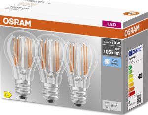 Osram OSRAM FILAMENT Żarówka LED E27 7,5W = 75W 4000K x3 1