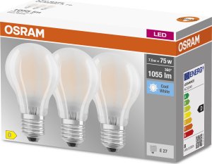 Osram Osram LED E27 7,5W = 75W 4000K 1055lm FILAMENT x3 1