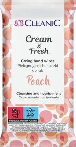 Osram Cleanic Cream&Fresh Peach Pielęgnujące chusteczki do rąk, 15 szt. 1