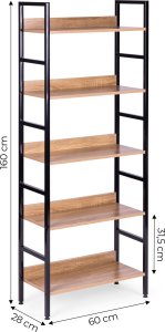 ModernHome Reał loftowy wysoki 5 półek metal MDF ModernHome 8