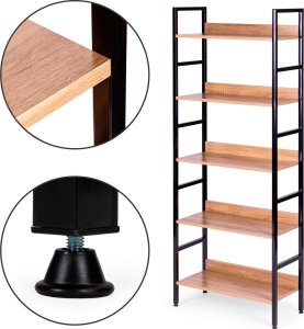 ModernHome Reał loftowy wysoki 5 półek metal MDF ModernHome 9