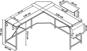 Biurko Costway Biurko narożne z nadstawką AMORA RUSTIC 2