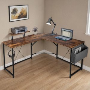 Biurko Costway Biurko narożne z nadstawką AMORA RUSTIC 3