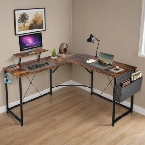 Biurko Costway Biurko narożne z nadstawką AMORA RUSTIC 4