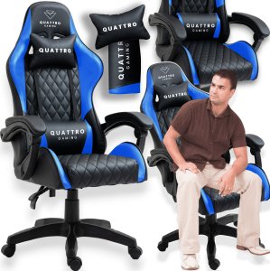Fotel Alpha Gaming Fotel Gamingowy Krzesło Gracza Biurowy Alpha Gaming Carbon Niebieski Porządny 1