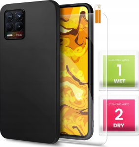 Hello Case ETUI DO REALME 8 / 8 PRO GUMOWE CZARNE MATOWE SILIKON POKROWIEC   SZKŁO 9H 1