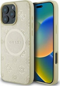 Guess Guess GUHMP16XPSAPSMED iPhone 16 Pro Max 6.9" gold/gold hardcase Saffiano Peony Classic Logo MagSafe 1