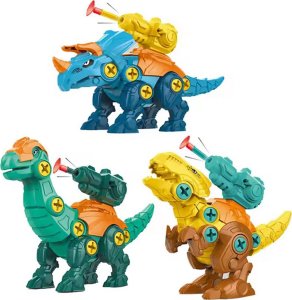 Woopie WOOPIE Zestaw Dinozaury do Skręcania 3 szt. Zestaw Konstrukcyjny w Pudełku + Wiertarka i Śrubokręt 3