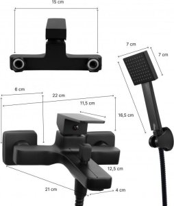 Bateria wannowa YokaHome Bateria wannowa ścienna prysznicowa natryskowa czarna - Yoka 9