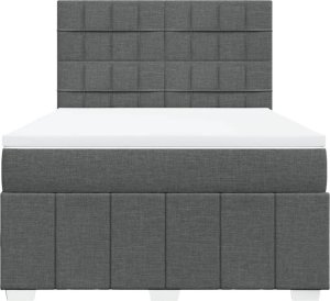 vidaXL Łóżko kontynentalne z materacem, ciemnoszara tkanina 140x200 cm 4