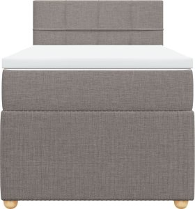 vidaXL Łóżko kontynentalne z materacem, taupe, tkanina, 90x190 cm 4