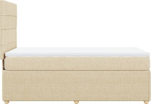 vidaXL Łóżko kontynentalne z materacem, kremowe, tkanina, 90x190 cm 5