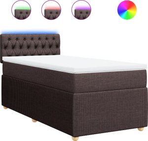 vidaXL vidaXL Łóżko kontynentalne z materacem, brązowe, tkanina, 80x200 cm 2