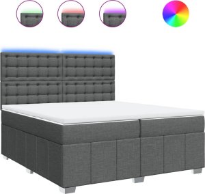 vidaXL vidaXL Łóżko kontynentalne z materacem, ciemnoszara tkanina 200x200 cm 2