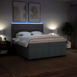 vidaXL vidaXL Łóżko kontynentalne z materacem, ciemnoszara tkanina 200x200 cm 4