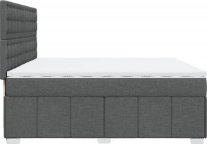 vidaXL vidaXL Łóżko kontynentalne z materacem, ciemnoszara tkanina 200x200 cm 7