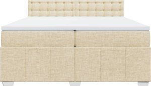 vidaXL Łóżko kontynentalne z materacem, kremowe, tkanina, 200x200 cm 6