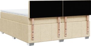 vidaXL Łóżko kontynentalne z materacem, kremowe, tkanina, 200x200 cm 8