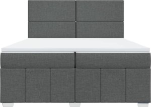 vidaXL Łóżko kontynentalne z materacem, ciemnoszara tkanina 200x200 cm 4