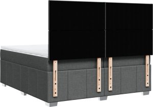 vidaXL Łóżko kontynentalne z materacem, ciemnoszara tkanina 200x200 cm 6