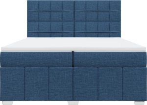 vidaXL Łóżko kontynentalne z materacem, niebieskie, tkanina 200x200 cm 4