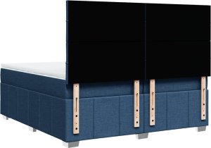 vidaXL Łóżko kontynentalne z materacem, niebieskie, tkanina 200x200 cm 6