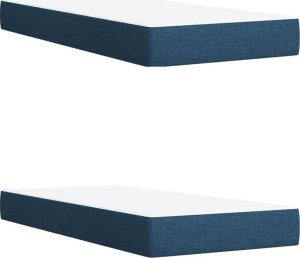 vidaXL Łóżko kontynentalne z materacem, niebieskie, tkanina 200x200 cm 10