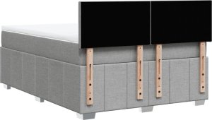 vidaXL vidaXL Łóżko kontynentalne z materacem, jasnoszare 140x200 cm, tkanina 8