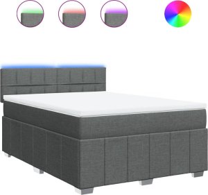 vidaXL vidaXL Łóżko kontynentalne z materacem, ciemnoszara tkanina 140x200 cm 2
