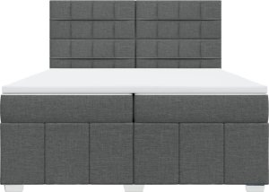 vidaXL Łóżko kontynentalne z materacem, ciemnoszara tkanina 200x200 cm 4