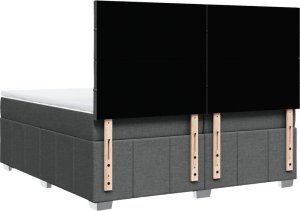 vidaXL Łóżko kontynentalne z materacem, ciemnoszara tkanina 200x200 cm 6