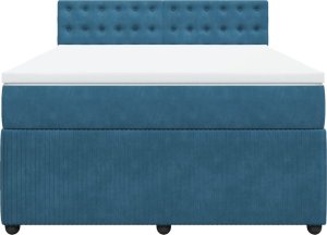 vidaXL Łóżko kontynentalne z materacem, niebieskie, 140x200cm, aksamit 4
