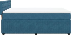 vidaXL Łóżko kontynentalne z materacem, niebieskie, 140x200cm, aksamit 9
