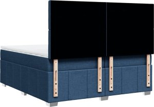 vidaXL Łóżko kontynentalne z materacem, niebieskie, tkanina 200x200 cm 6