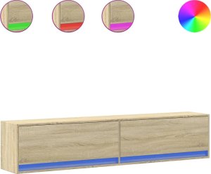 vidaXL vidaXL Ścienna szafka pod TV, z LED, dąb sonoma, 180x31x38 cm 2