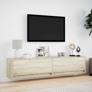 vidaXL vidaXL Ścienna szafka pod TV, z LED, dąb sonoma, 180x31x38 cm 4