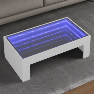 vidaXL vidaXL Stolik kawowy z LED Infinity, biały, 90x50x30 cm 1