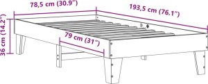 vidaXL vidaXL Rama łóżka bez materaca, biała, 75x190 cm, lite drewno sosnowe 9