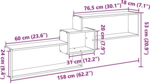 vidaXL vidaXL Półka ścienna, 158x18x53 cm, biała, materiał drewnopochodny 9