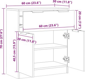 vidaXL Komoda, dąb artisan, 60x30x70 cm 10