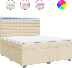 vidaXL Łóżko kontynentalne z materacem, kremowe, tkanina, 200x200 cm 2