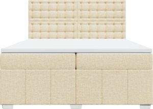 vidaXL Łóżko kontynentalne z materacem, kremowe, tkanina, 200x200 cm 6
