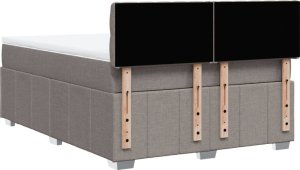 vidaXL vidaXL Łóżko kontynentalne z materacem, taupe, tkanina, 140x190 cm 6