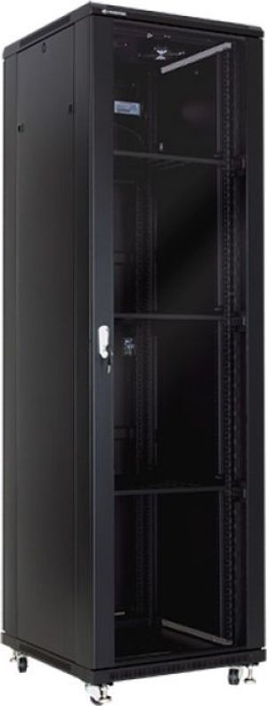 Szafa Linkbasic stojąca 19'', 42U, 600x600mm, czarna, drzwi przednie szklane (NCB42-66-BAA-C-NA) 1