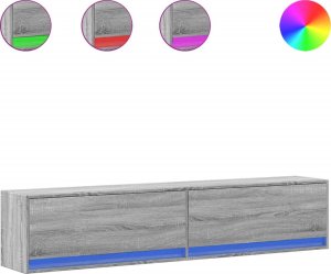 vidaXL vidaXL Ścienna szafka pod TV, z LED, szary dąb sonoma, 180x31x38 cm 2
