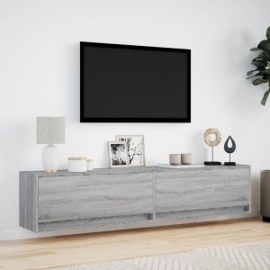 vidaXL vidaXL Ścienna szafka pod TV, z LED, szary dąb sonoma, 180x31x38 cm 4