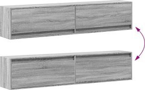 vidaXL vidaXL Ścienna szafka pod TV, z LED, szary dąb sonoma, 180x31x38 cm 10